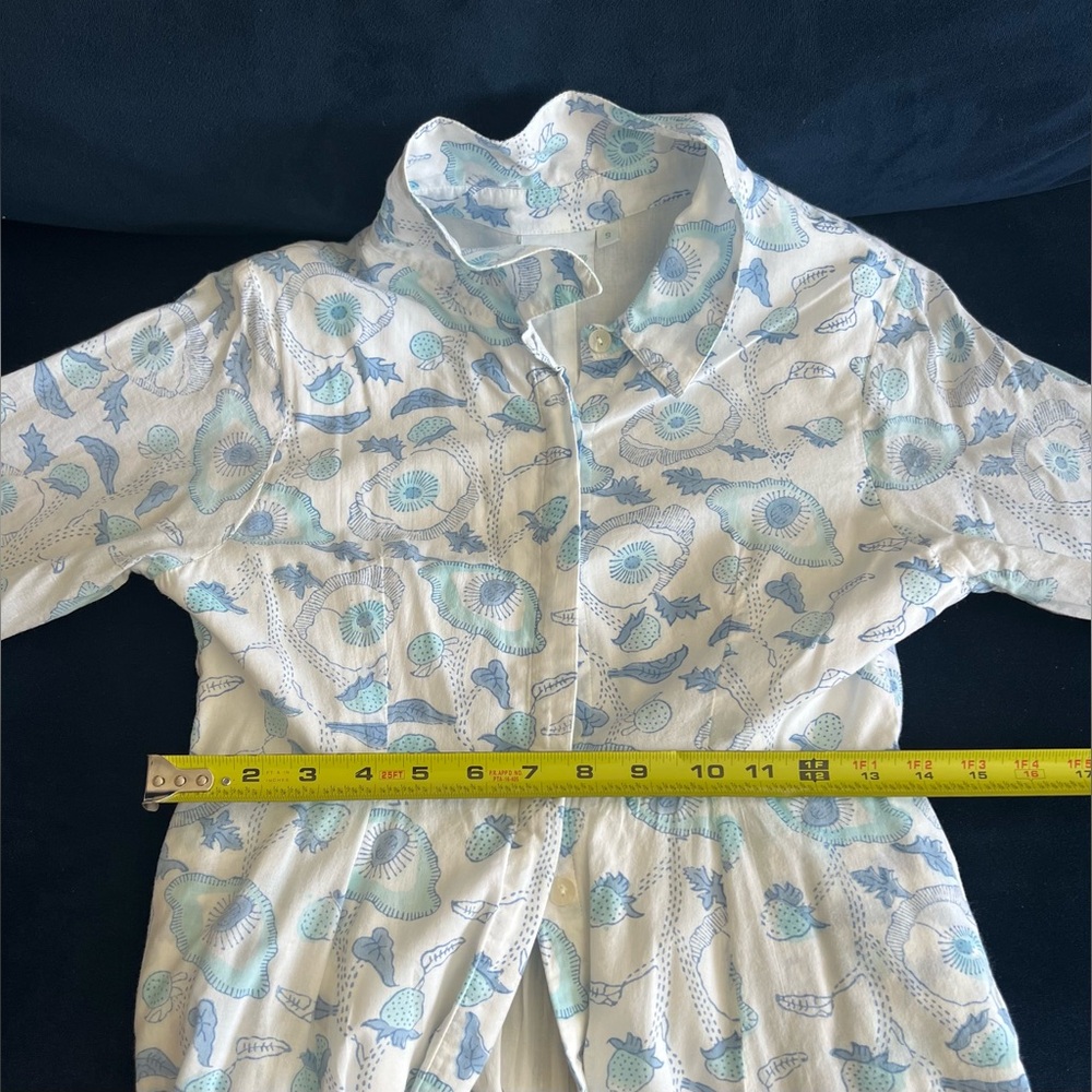 Julia Amory Floral Blue and White Maxi Shirt Dress Size S/ XS - Picture 6 of 9